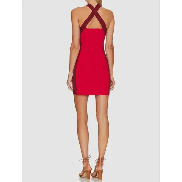 Solid & Striped The Marissa Red Colorblock Bodycon Mini Short Dress- Size Small - Picture 3 of 9